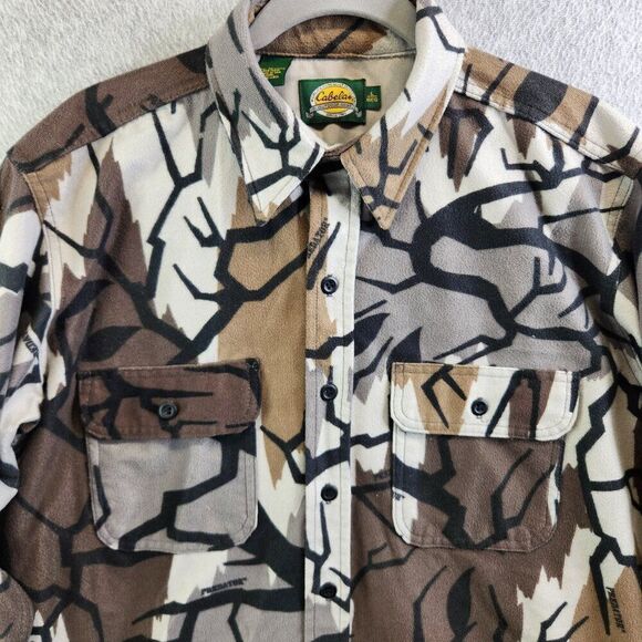 Vintage Cabelas Shirt Mens L Predator Camo Chamois Fleece Hunting Spooky 90s Vtg - Picture 2 of 12